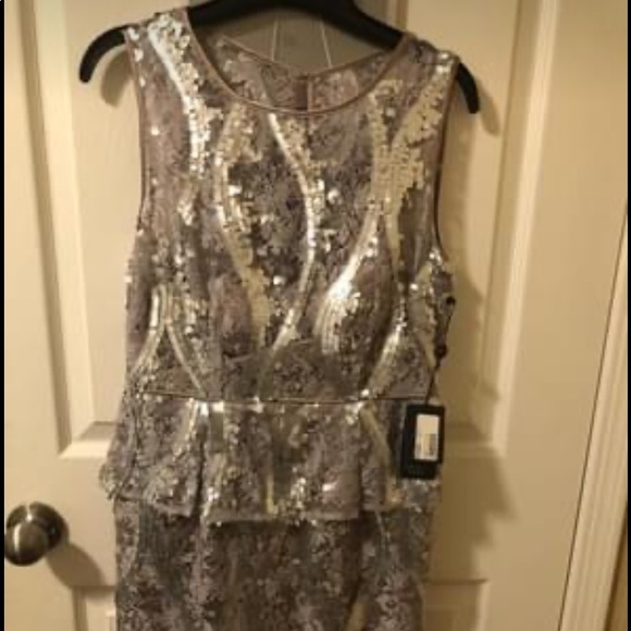 Adrianna Papell peplum sequin dress - Picture 4 of 5